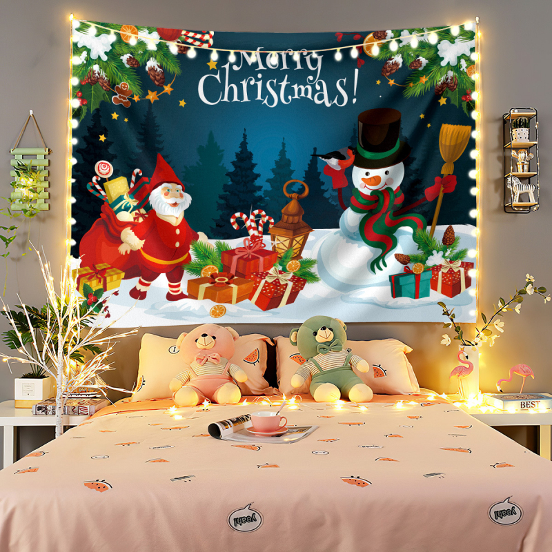 Коледен гоблен за фон на предаване на живо, полиестер, правоъгълен формат, скандинавски стил, дигитален термален трансфер, персонализиран