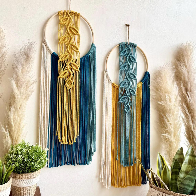 Скандинавски ръчно тъкан гоблен за стена, правоъгълен, ръчно пране, 20% полиестер в сместа