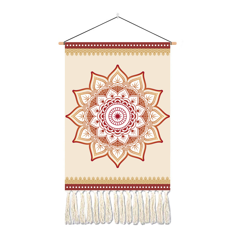 Бохемски пискюлен стенен гоблен с пейзаж, правоъгълна форма, 100% полиестер, ръчно пране, подходящ за дневна, спалня, кабинет