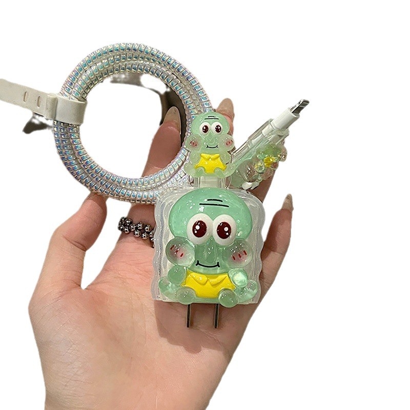 TPU протекторен корпус за кабел за зареждане, модел 012, персонализиран дизайн с карикатурен стил, съвместим с Apple 20W зарядно