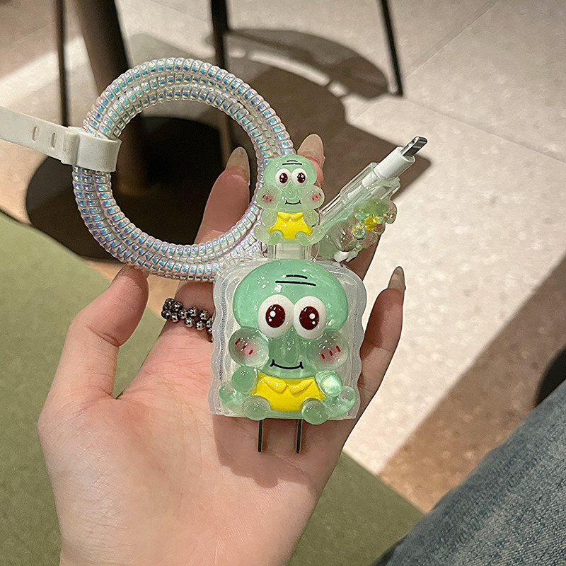 TPU протекторен корпус за кабел за зареждане, модел 012, персонализиран дизайн с карикатурен стил, съвместим с Apple 20W зарядно