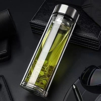 Γυάλινο φλυτζάνι τσαγιού από μποροσιλικό υψηλής αντοχής, μονόστρωτο, στρογγύλο, μηχανισμός ανοίγματος-κλεισίματος με ένα πάτημα, μονόχρωμο σχέδιο