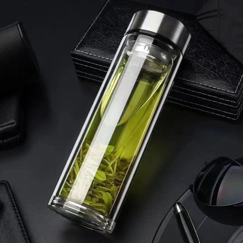 Γυάλινο φλυτζάνι τσαγιού από μποροσιλικό υψηλής αντοχής, μονόστρωτο, στρογγύλο, μηχανισμός ανοίγματος-κλεισίματος με ένα πάτημα, μονόχρωμο σχέδιο