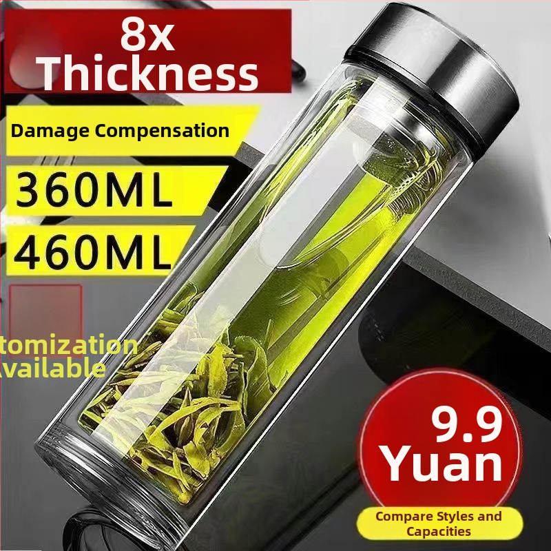 Stiklinė arbatos taurelė iš aukštos borosilikatinio stiklo, vieno sluoksnio, apvalios formos, vieno mygtuko atidarymo-ir-uždarymo mechanizmas, vieno tono raštas