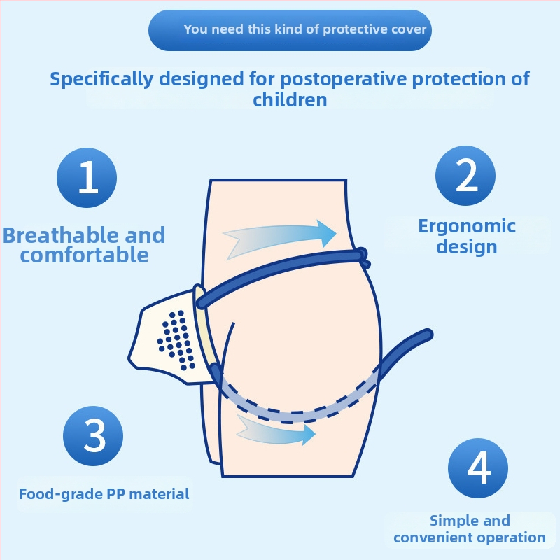 Pēcoperācijas aizsargājošās biksītes zēniem pēc apgraizīšanas - ārējais audums 100% poliesteris; cirkšņa iekšējā oderējums 100% poliesteris; vidējā josta; piemērots visiem gada laikam