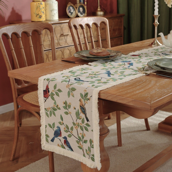 Διάδρομος τραπεζιού Jacquard με κύματα και ρίγες, ύφασμα από χημικές ίνες με 80% βαμβάκι, αγροτικό στυλ, προσαρμόσιμο