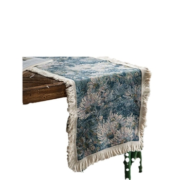 Διάδρομος τραπεζιού Jacquard με κύματα και ρίγες, ύφασμα από χημικές ίνες με 80% βαμβάκι, αγροτικό στυλ, προσαρμόσιμο