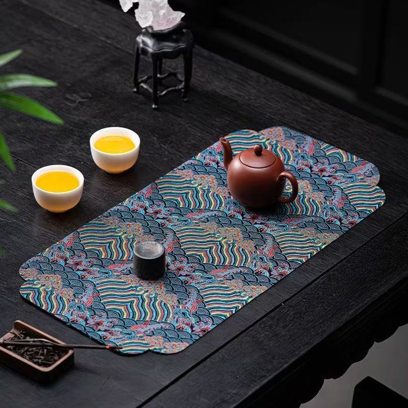 Σετ τραπεζομάντιλο για τσάι από λινό-πολυεστέρα 50/50, Σειρά Chinese Style, Νέος Κινέζικος Στυλ, Προσαρμοσμένη Επεξεργασία