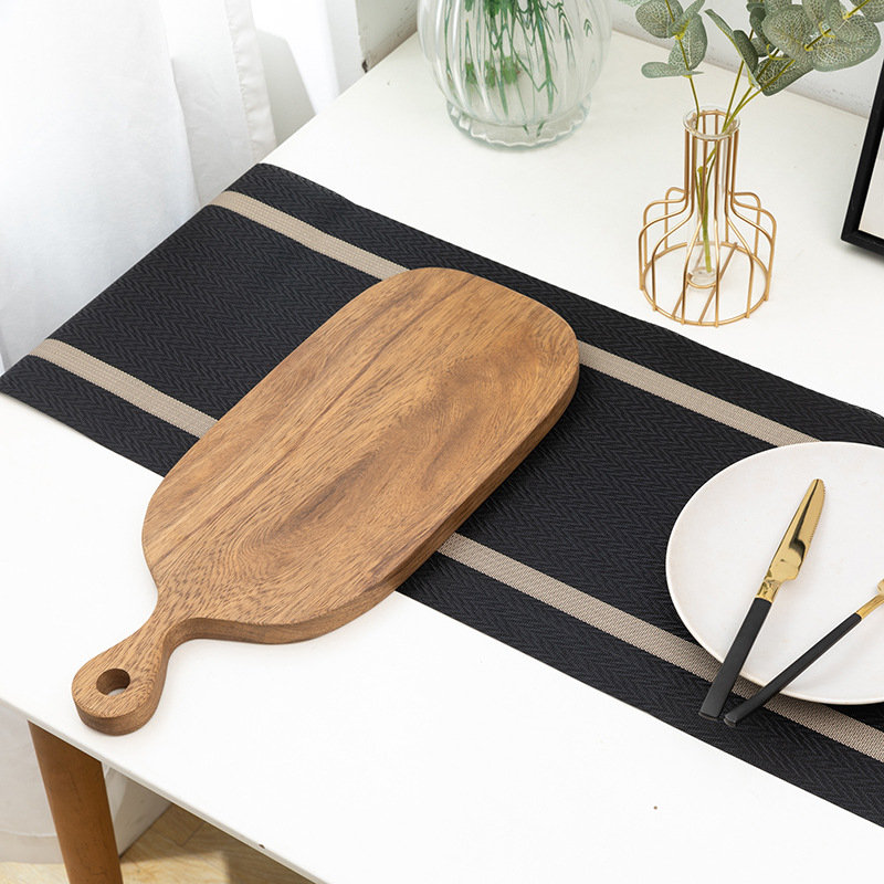 Διάδρομος τραπεζιού PVC 70% + Πολυεστέρας 30%, Αδιάβροχος και Απομονωμένος, Ριγέ, Φωτεινό Λουξ Στυλ, Για Εστιατόρια