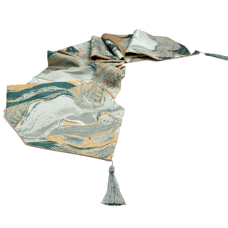 Σημαία τραπεζιού, μοντέρνου ελαφρού λουξ στιλ με κορδέλα, κινέζικό στυλ για τραπεζομάντιλο τραπεζαρίας, πολυεστέρας, γεωμετρικό μοτίβο, κινέζικο στιλ, διαθεσιμότητα προσαρμογής, κατάλληλο για σαλόνι, υπνοδωμάτιο, εστιατόριο