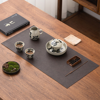 Δερμάτινο αδιάβροχο πατάκι για τσάι, στυλ Zen-Chinoiserie, με μείγμα πολυεστέρα, προσαρμόσιμο