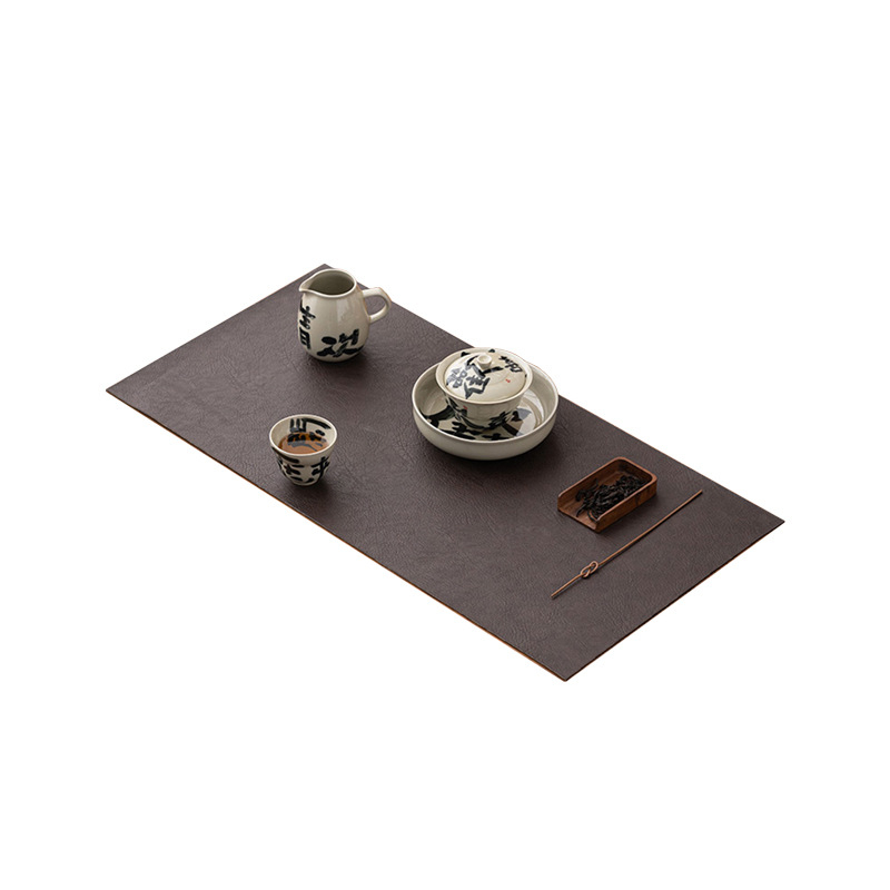 Δερμάτινο αδιάβροχο πατάκι για τσάι, στυλ Zen-Chinoiserie, με μείγμα πολυεστέρα, προσαρμόσιμο