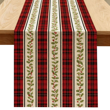 Λινή τραπεζοκαλυπτή με χριστουγεννιάτικο μοτίβο ελαφιού και Αγίου Βασίλη, 99% λινό, προσαρμοστικό, για σαλόνι