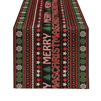 Λινή τραπεζοκαλυπτή με χριστουγεννιάτικο μοτίβο ελαφιού και Αγίου Βασίλη, 99% λινό, προσαρμοστικό, για σαλόνι