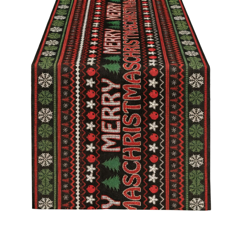 Λινή τραπεζοκαλυπτή με χριστουγεννιάτικο μοτίβο ελαφιού και Αγίου Βασίλη, 99% λινό, προσαρμοστικό, για σαλόνι