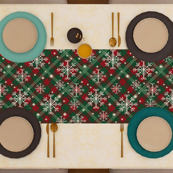 Λινός διάδρομος τραπεζιού με Χριστουγεννιάτικο Καρτούν Σχέδιο, 90% Λινο Περιεκτικότητα, Καρτουνίστικο Στυλ, Κατάλληλος για σαλόνι, υπνοδωμάτιο, μελέτη, εστιατόρια