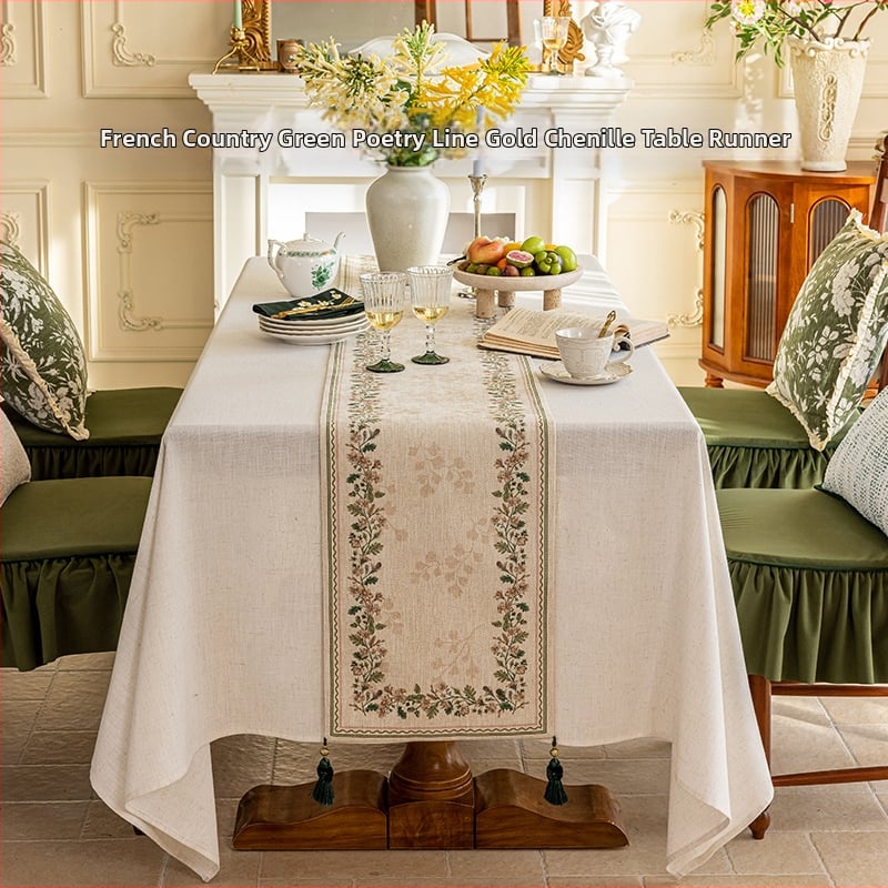 Τραπεζομάντηλο σε γαλλικό στυλ, φλοράλ μοτίβο, ύφασμα, για σαλόνι