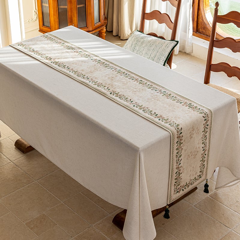 Τραπεζομάντηλο σε γαλλικό στυλ, φλοράλ μοτίβο, ύφασμα, για σαλόνι