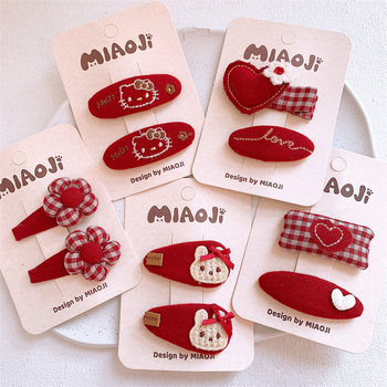 Φιόγκος μαλλιών για παιδιά - καρδιά-σχήματος μοτίβο λαγουδάκι, χειροποίητο ύφασμα