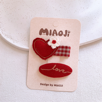 Φιόγκος μαλλιών για παιδιά - καρδιά-σχήματος μοτίβο λαγουδάκι, χειροποίητο ύφασμα