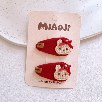 Φιόγκος μαλλιών για παιδιά - καρδιά-σχήματος μοτίβο λαγουδάκι, χειροποίητο ύφασμα