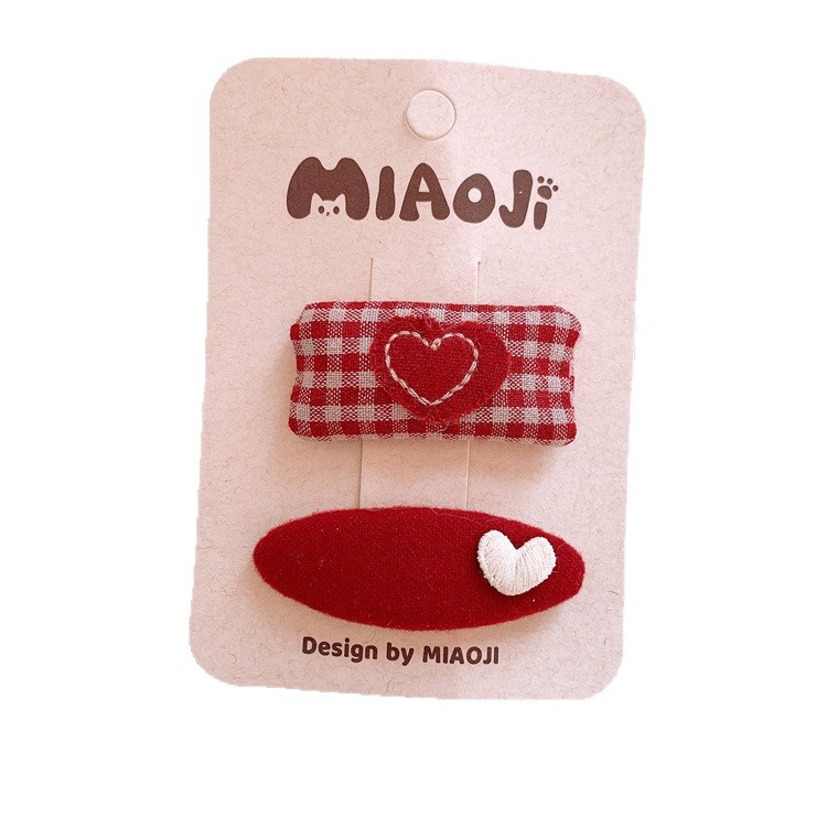 Φιόγκος μαλλιών για παιδιά - καρδιά-σχήματος μοτίβο λαγουδάκι, χειροποίητο ύφασμα