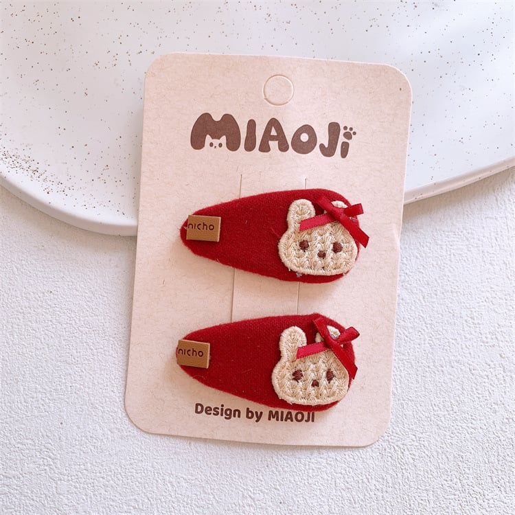 Φιόγκος μαλλιών για παιδιά - καρδιά-σχήματος μοτίβο λαγουδάκι, χειροποίητο ύφασμα