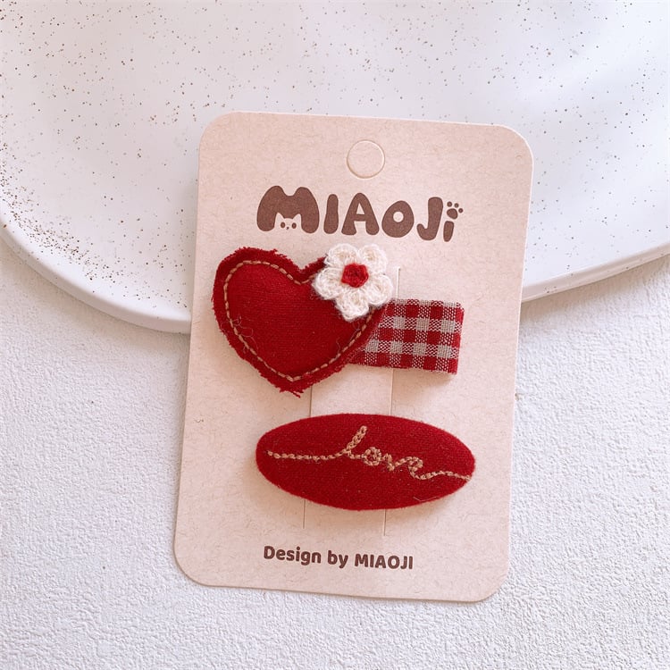 Φιόγκος μαλλιών για παιδιά - καρδιά-σχήματος μοτίβο λαγουδάκι, χειροποίητο ύφασμα