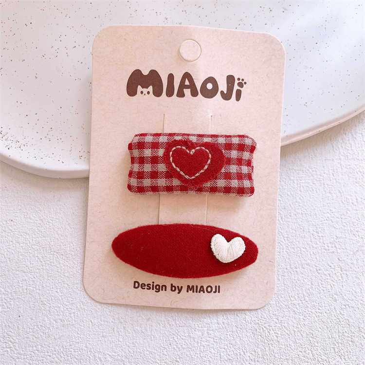 Φιόγκος μαλλιών για παιδιά - καρδιά-σχήματος μοτίβο λαγουδάκι, χειροποίητο ύφασμα