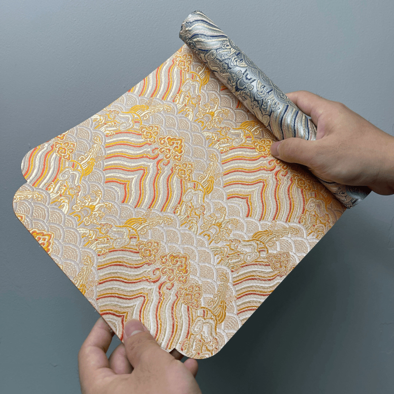 Πατάκι τσαγιού από σατέν με διακοσμητικές λεπτομέρειες μποκράτ, βάση από πολυεστερική ίνα, Νέος Κινέζικος Στυλ, για μελέτη γραφείου