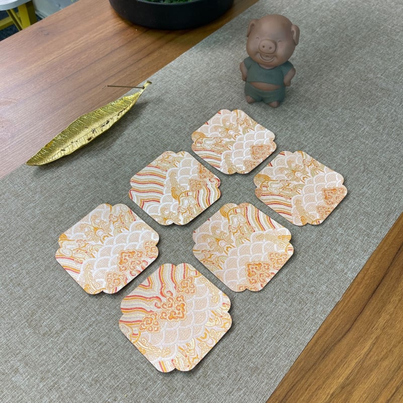 Πατάκι τσαγιού από σατέν με διακοσμητικές λεπτομέρειες μποκράτ, βάση από πολυεστερική ίνα, Νέος Κινέζικος Στυλ, για μελέτη γραφείου