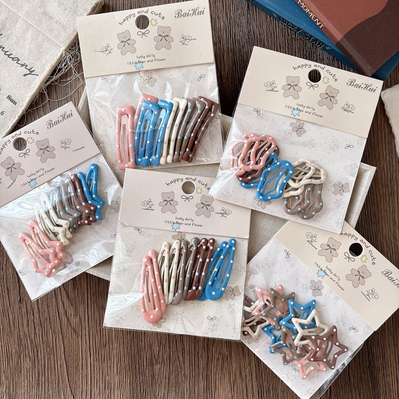 Κοριτσίστικη Κλιπ Μαλλιών με Γεωμετρικό Μοτίβο Αστέρι και Πουά, Μεταλλικό, Κόλλα Στερέωση, Σειρά Princess, Προσαρμόσιμο, Για παιδιά 3–10 ετών