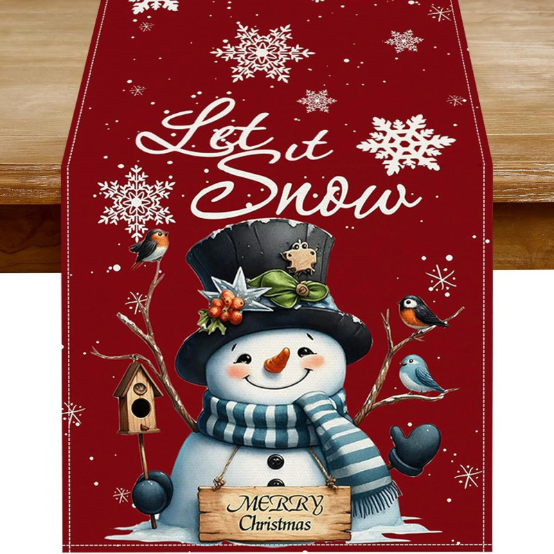 Διάδρομος τραπεζιού με χριστουγεννιάτικη εκτύπωση, πολυεστέρας 99% στην κύρια ύφανση και 1% υπο-συνιστάμενο, δυνατή παραμετροποίηση, κατάλληλος για εξωτερικούς χώρους, εστιατόρια και εμπορικούς χώρους