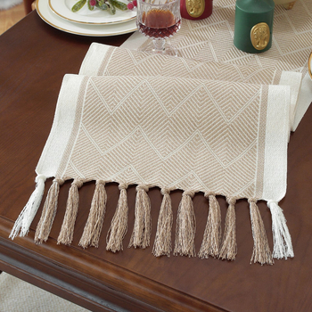 Διάδρομος τραπεζιού, χειροποίητος ζακάρντ, σκανδιναβικό στυλ, πολυεστέρας 80/20 σύνθεση, ριγέ σχέδιο, επεξεργασία κατ' παραγγελία