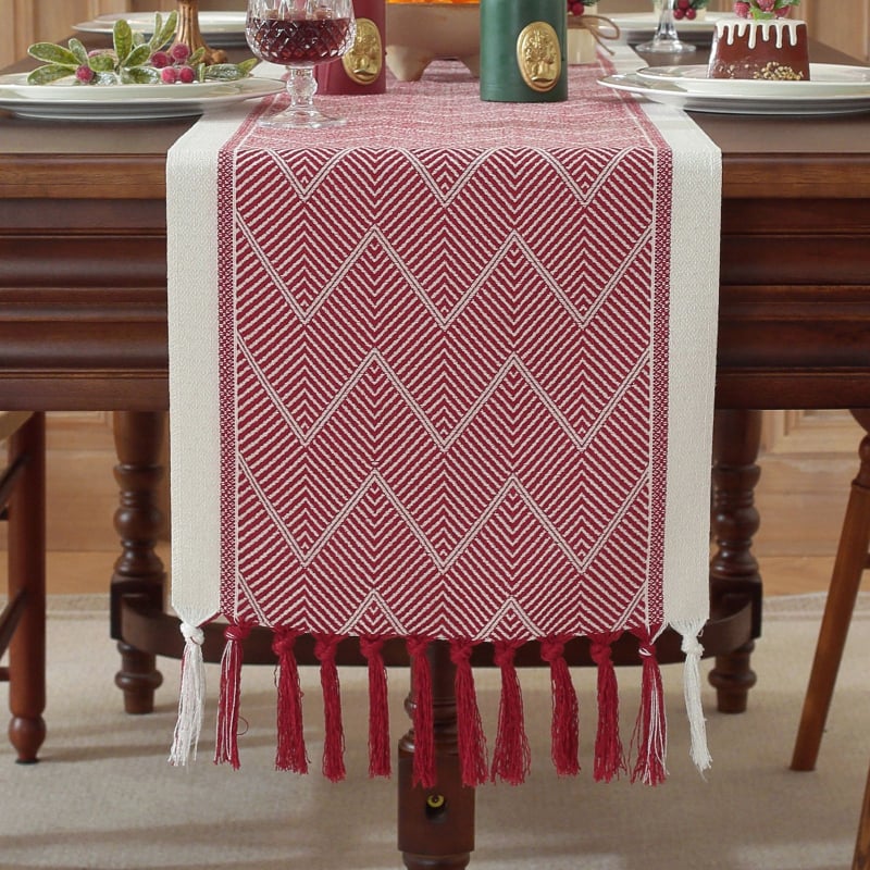 Διάδρομος τραπεζιού, χειροποίητος ζακάρντ, σκανδιναβικό στυλ, πολυεστέρας 80/20 σύνθεση, ριγέ σχέδιο, επεξεργασία κατ' παραγγελία