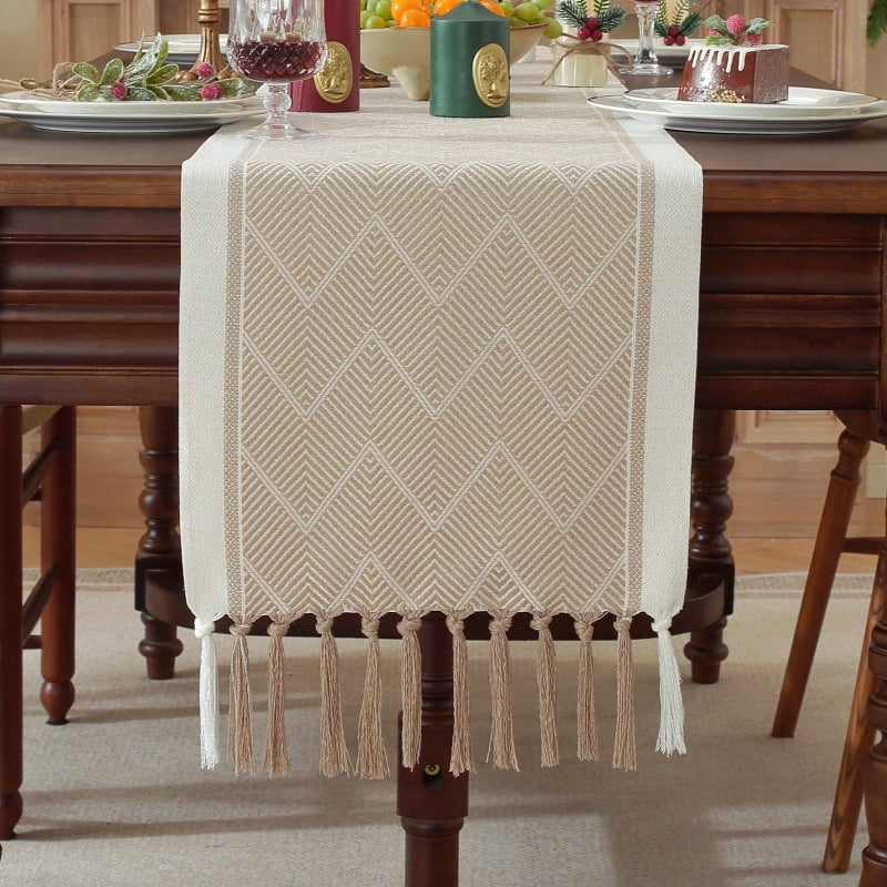 Διάδρομος τραπεζιού, χειροποίητος ζακάρντ, σκανδιναβικό στυλ, πολυεστέρας 80/20 σύνθεση, ριγέ σχέδιο, επεξεργασία κατ' παραγγελία