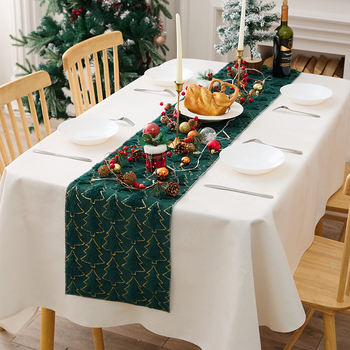 Χριστουγεννιάτικο τραπεζοσήμαντο με κέντημα παγιέτες και 3D διακόσμηση δέντρου, βελούδινο ύφασμα, βάση πολυεστέρα, μοντέρνο μινιμαλιστικό στυλ, προσαρμοσιμότητα - Si xuan, για εστιατόριο
