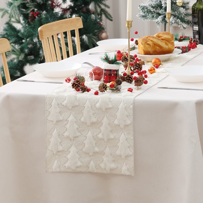 Χριστουγεννιάτικο τραπεζοσήμαντο με κέντημα παγιέτες και 3D διακόσμηση δέντρου, βελούδινο ύφασμα, βάση πολυεστέρα, μοντέρνο μινιμαλιστικό στυλ, προσαρμοσιμότητα - Si xuan, για εστιατόριο
