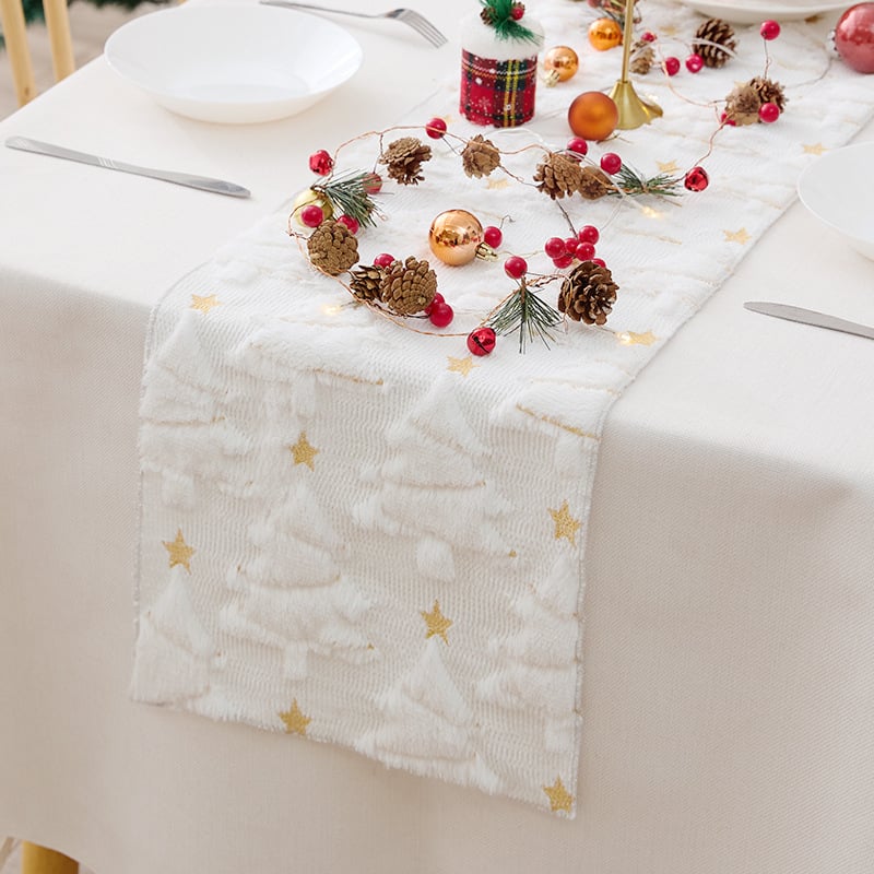 Χριστουγεννιάτικο τραπεζοσήμαντο με κέντημα παγιέτες και 3D διακόσμηση δέντρου, βελούδινο ύφασμα, βάση πολυεστέρα, μοντέρνο μινιμαλιστικό στυλ, προσαρμοσιμότητα - Si xuan, για εστιατόριο