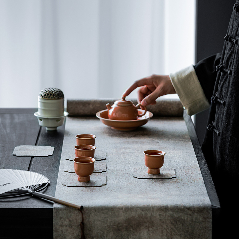 Runner τραπεζιού για τσάι, Νέος Κινέζικος Στυλ, Μονόχρωμο Μοτίβο, 80% βισκόζη, 20% πολυεστέρας