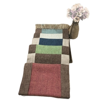 Stolni runner s resicama – pamuk i lana, pravokutni oblik, skandinavski stil, protuklizni, otporan na prašinu (Materijal: pamuk i lana; Oblik: pravokutni; Stil: skandinavski; Funkcija: protuklizni, otporan na prašinu)