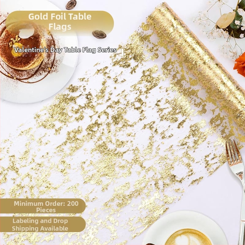 Πολυεστερικό σημαδάκι τραπεζιού με φινίρισμα φολίου, ελαφρύς πολυτελής στυλ, παραμετροποιήσιμο φόντο διακόσμησης γάμου