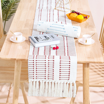 Διάδρομος τραπεζιού με φούντες — πολυεστέρας-βαμβάκι, ριγέ σχέδιο, μοντέρνο μινιμαλιστικό στυλ, μάρκα Youchuang, δυνατότητα προσαρμογής