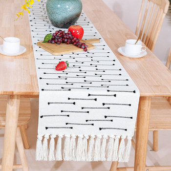 Διάδρομος τραπεζιού με φούντες — πολυεστέρας-βαμβάκι, ριγέ σχέδιο, μοντέρνο μινιμαλιστικό στυλ, μάρκα Youchuang, δυνατότητα προσαρμογής