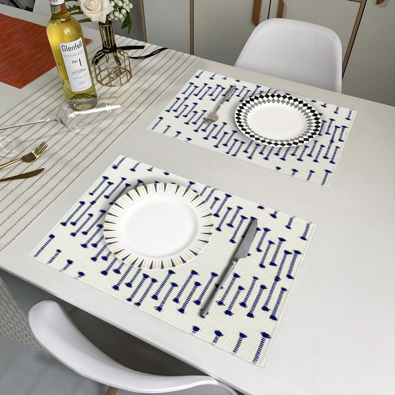 Διάδρομος τραπεζιού με φούντες — πολυεστέρας-βαμβάκι, ριγέ σχέδιο, μοντέρνο μινιμαλιστικό στυλ, μάρκα Youchuang, δυνατότητα προσαρμογής