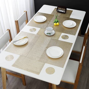 Σετ PVC θερμομονωτικών ράνερ τραπεζιού με μαξιλαράκια σερβιρίσματος – μοντέρνο μίνιμαλ σχέδιο; περιλαμβάνει ράνερ και μαξιλαράκια για πιάτα; υφασμάτινο πολυεστέρα 90%