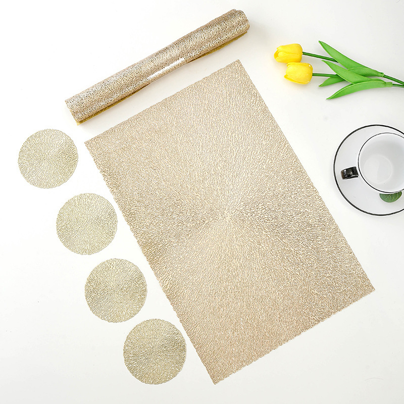 Σετ PVC θερμομονωτικών ράνερ τραπεζιού με μαξιλαράκια σερβιρίσματος – μοντέρνο μίνιμαλ σχέδιο; περιλαμβάνει ράνερ και μαξιλαράκια για πιάτα; υφασμάτινο πολυεστέρα 90%