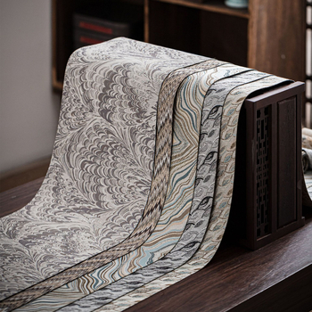 Διπλής όψεως χαλάκι τσαγιού Nishijin – πολυεστερική ίνα, μοτίβο κινέζικου ανέμου, ελαφρύς πολυτελής στυλ, προσαρμοζόμενος αξεσουάρ τελετής τσαγιού