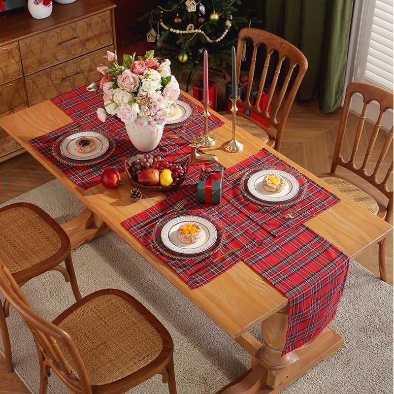 Σετ τραπεζομαντητών σε σκανδιναβικό στυλ, 70% πολυεστέρας / 30% βαμβάκι, μοτίβο πλέγμα