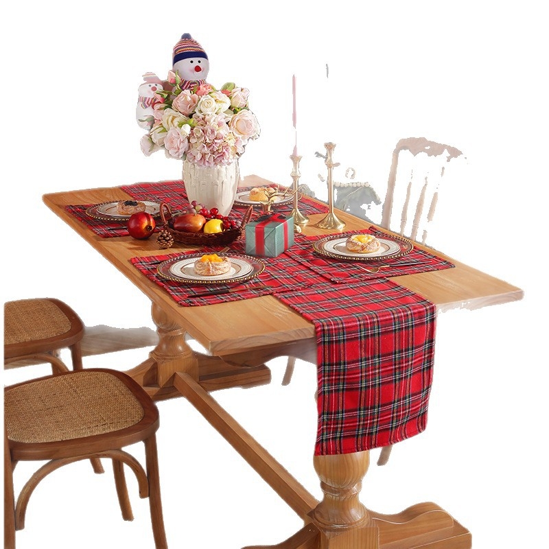 Σετ τραπεζομαντητών σε σκανδιναβικό στυλ, 70% πολυεστέρας / 30% βαμβάκι, μοτίβο πλέγμα